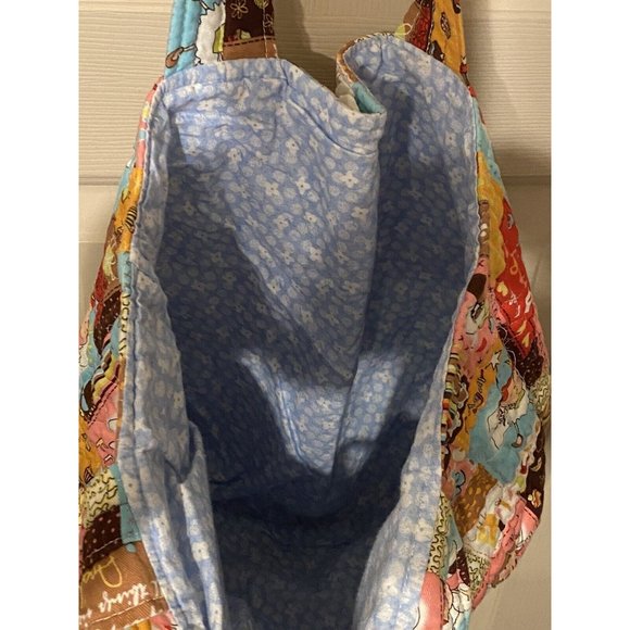 Patchwork Style & Look Fabric Tote Bag 13” X 17” Button Closure Colorful Bright - Picture 5 of 8